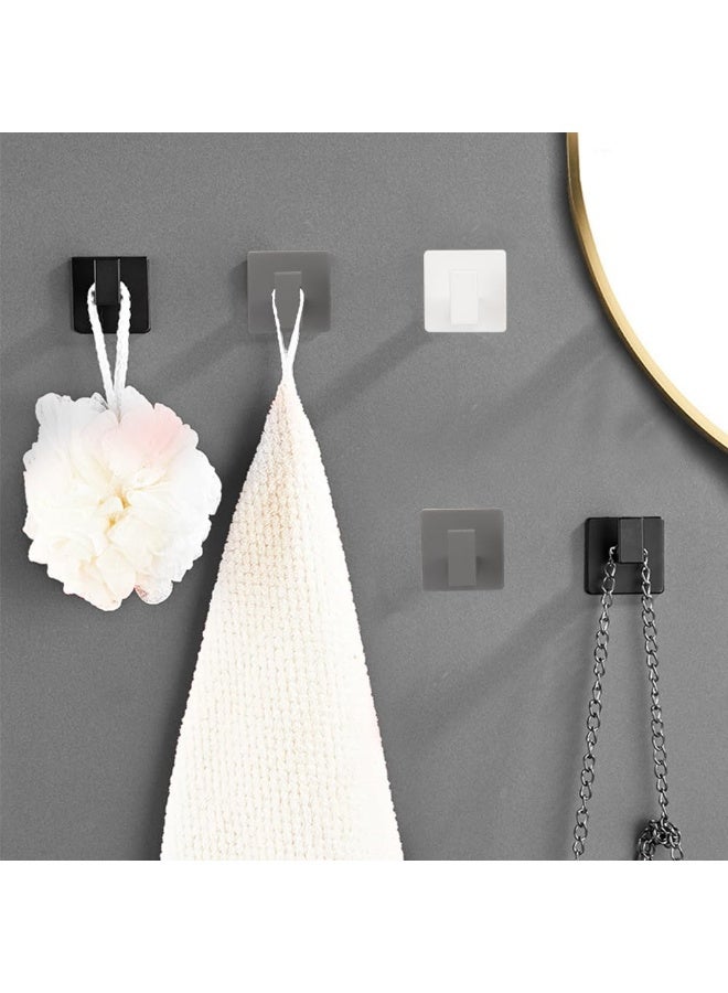 fantasize خطاف منشفة الحمام، 6 قطع خطافات مربعة ذاتية اللصق، خطاف رداء قوي بدون حفر، شماعة ملابس من الألمنيوم الثقيل، خطافات حائط للحمام وغرفة النوم والمطبخ (2 بوصة، أبيض) - Image 2