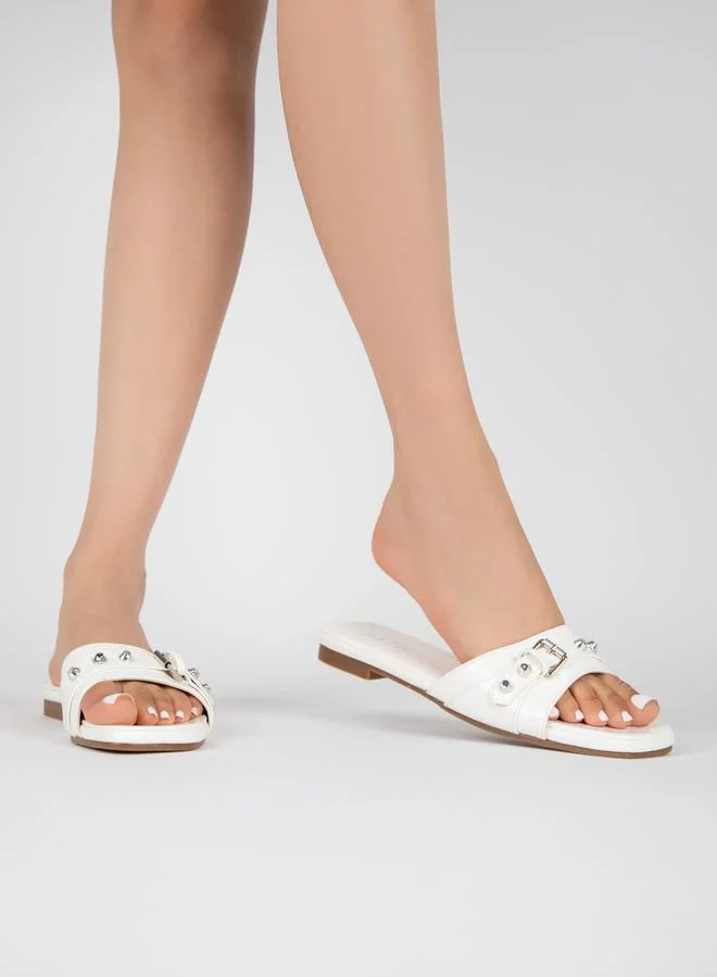 RAID Buckle Detail Flat Sandals by Styli