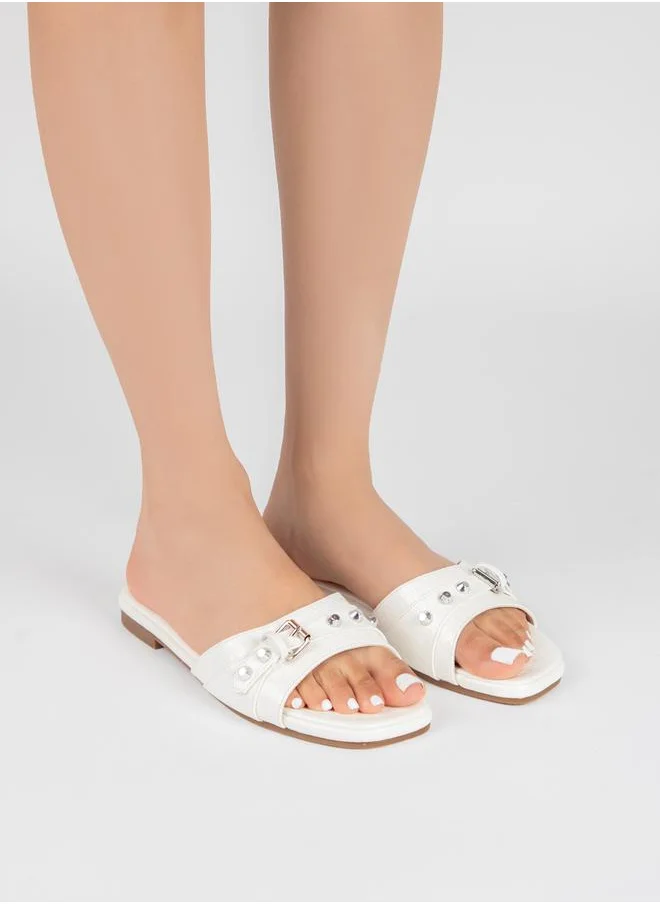 RAID Buckle Detail Flat Sandals by Styli