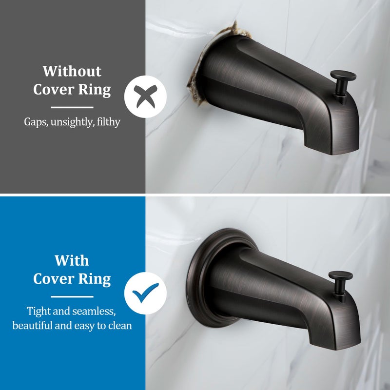 Enhon Metal Tub Spout Cover Ring, Bathroom Faucet Remodeling Wall Plate with Foam Gasket, 1-1/2 Inch ID and 3-5/8 Inch OD (Oil Rubbed Bronze) - Image 4