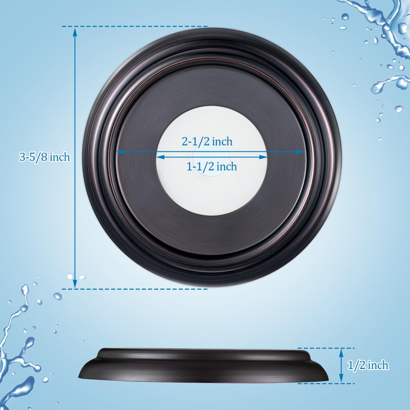 Enhon Metal Tub Spout Cover Ring, Bathroom Faucet Remodeling Wall Plate with Foam Gasket, 1-1/2 Inch ID and 3-5/8 Inch OD (Oil Rubbed Bronze) - Image 2