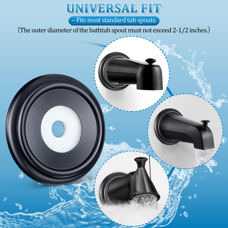 Enhon Metal Tub Spout Cover Ring, Bathroom Faucet Remodeling Wall Plate with Foam Gasket, 1-1/2 Inch ID and 3-5/8 Inch OD (Oil Rubbed Bronze) - Image 5