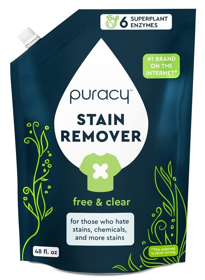 puracy Laundry Stain Remover Refill - Perfect Laundry, Pure Ingredients - with 6 SuperPlant Enzymes for Easy Removal of Fresh and Set-In Clothing Stains, 98.95% from Mother Nature, 48 Oz - Image 1