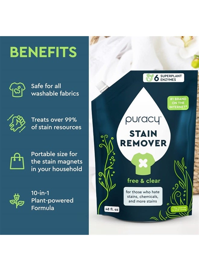 puracy Laundry Stain Remover Refill - Perfect Laundry, Pure Ingredients - with 6 SuperPlant Enzymes for Easy Removal of Fresh and Set-In Clothing Stains, 98.95% from Mother Nature, 48 Oz - Image 5
