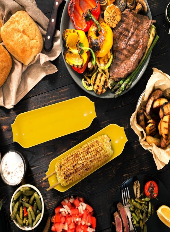 AUTSUPPL Corn on the Cob Tray 8.46 Inch Plastic Snack Serving Plate for Appetizers Bbq Parties Reusable Corn Holder Tray for Dining Table Decor - Image 2
