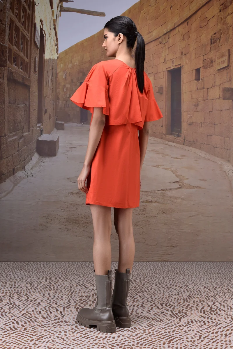 Genes Lecoanet Hemant Coquelicot Flounce Sleeve Dress