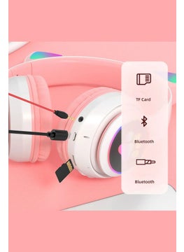 Qasul Stn-28 Bluetooth LED Light Memory Card Slot Over-Ear Cat Headphones  - Image 2