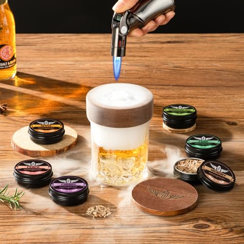 INSISART Whiskey Smoker Kit with Charred Wood Barrel (Patent Pending) – Cocktail Smoker with Torch & 6 Premium Wood Chips for Old Fashioned & Whiskey – Perfect Home Bar Gift for Men, Dad, Husband (No Butane) - Image 4