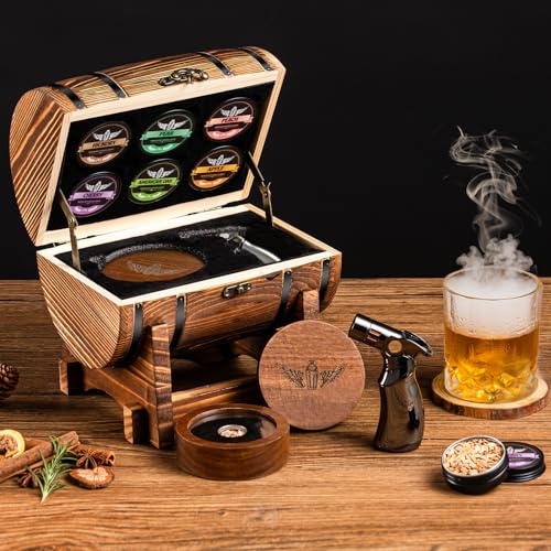 INSISART Whiskey Smoker Kit with Charred Wood Barrel (Patent Pending) – Cocktail Smoker with Torch & 6 Premium Wood Chips for Old Fashioned & Whiskey – Perfect Home Bar Gift for Men, Dad, Husband (No Butane) - Image 3