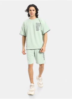 Red Circle Slip On Printed T Shirt and Shorts Set  - Image 1