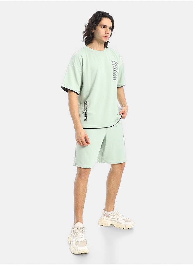 Red Circle Slip On Printed T Shirt and Shorts Set  - Image 2