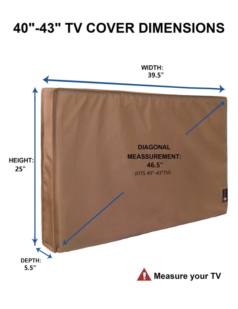 iBirdie Outdoor TV Cover 40 to 43 inch Weatherproof, Cover Size 39.5''L x 25''H, Waterproof for Outside Flat Screen 40 to 43 inch TV, Brown, 600D Thick Fabric Screen Protector with Bottom - Image 2