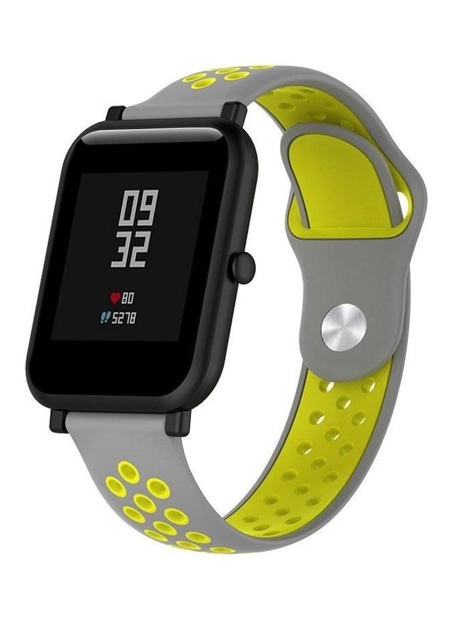 BGM Double Colour Silicone Sport Wrist Strap For Huawei Watch Series 1 18mm Yellow/Grey - Image 1