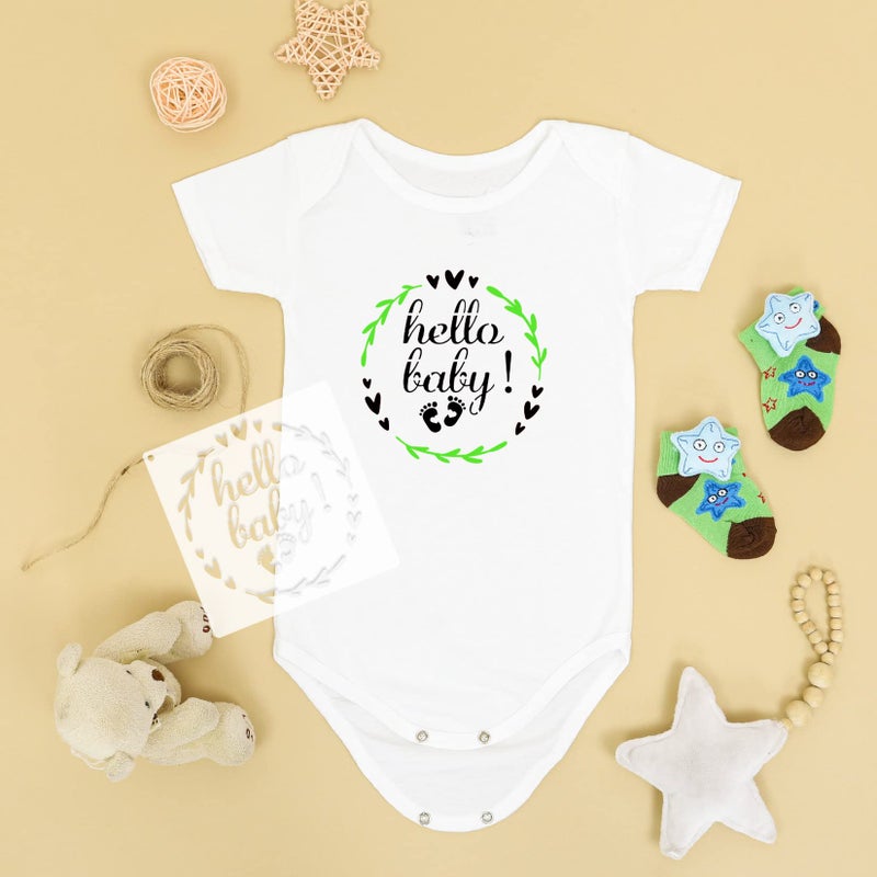 Huahui 20 Pack Baby Shower Stencils for Onesie Decorating Kit Fabric Reusable Mixed Phrase Pattern Painting Stencils Small Animals Template for Painting Bodysuit Shirts Shoes Bibs Clothes (22)  - Image 5