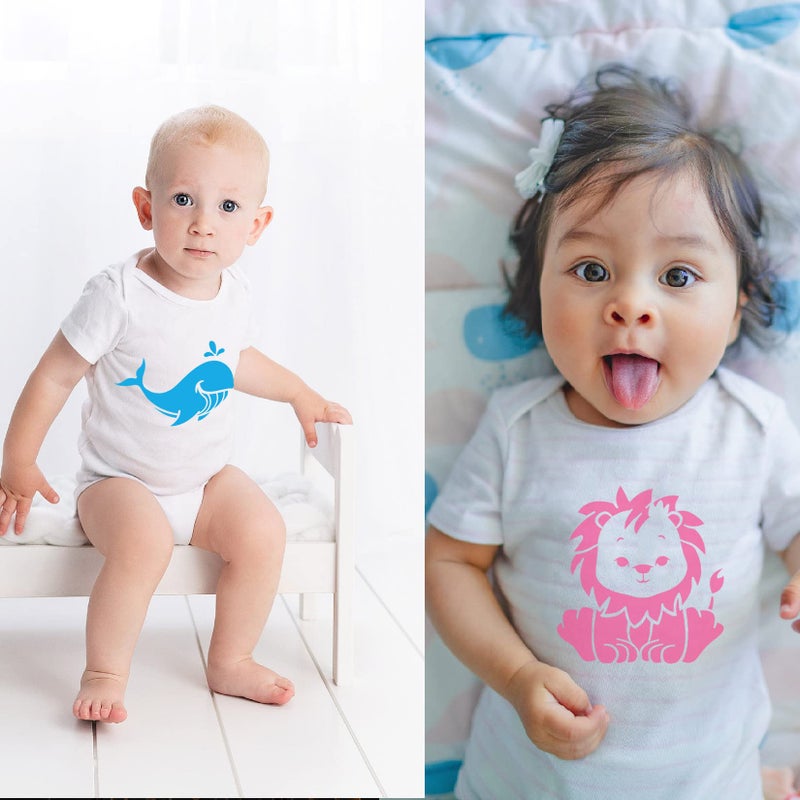 Huahui 20 Pack Baby Shower Stencils for Onesie Decorating Kit Fabric Reusable Mixed Phrase Pattern Painting Stencils Small Animals Template for Painting Bodysuit Shirts Shoes Bibs Clothes (22)  - Image 4