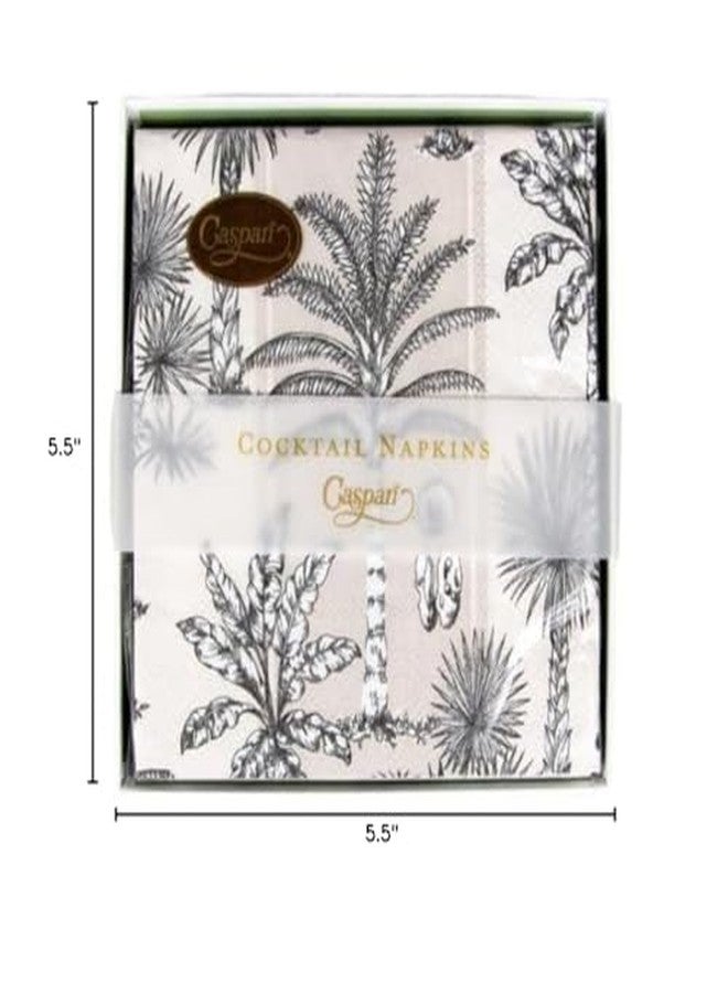 كاسباري مناديل كوكتيل كاسباري ساوثرن بالمز المصنوعة من الكتان الأبيض - 40 منديلًا في العلبة - Image 4