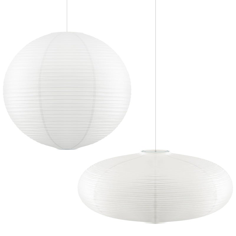 Fuyoooo 2 Pcs Chinese Paper Lanterns 20 Inch White Lampshade, Large Round and Oblate Pendant Lamp Shade, Rice Paper Lampshade Ceiling Foldable light shade for Interior Home Decoration - Image 1