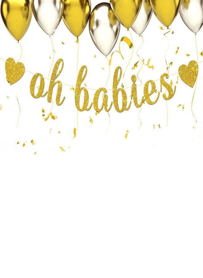 Maicaiffe Oh Babies Banner - Twins Baby Shower Party Decor - Twin Boys Twin Girls Birthday Banner - Double the Love Party Decorations, Gold Glitter - Image 4