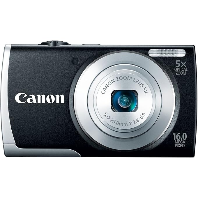 كانون كاميرا PowerShot A2600 هي كاميرا رقمية بدقة 16.0 ميجابكسل مع تقريب بصري 5X وتسجيل فيديو عالي الدقة بالكامل 720 بكسل (أسود) - Image 1