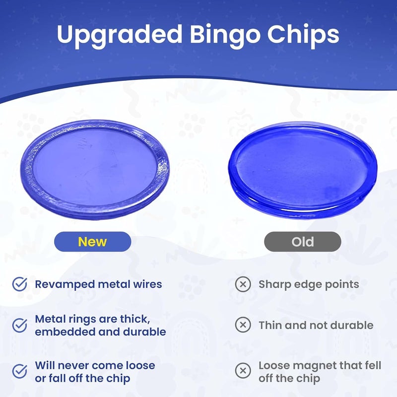 Mr Chips Magnetic Bingo Chips with Metal Ring 3/4 Inch 1001 Upgraded Pieces Assorted Transparent - Available in 7 Colors A Reusable Storage Bag - Image 5