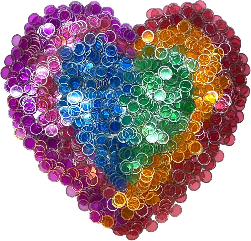 Mr Chips Magnetic Bingo Chips with Metal Ring 3/4 Inch 1001 Upgraded Pieces Assorted Transparent - Available in 7 Colors A Reusable Storage Bag - Image 1