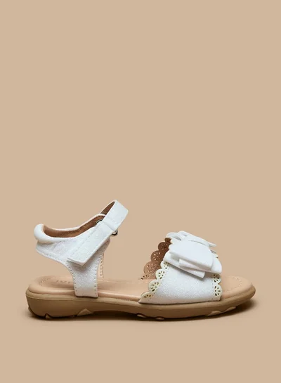 جونيورز Girls Bow Accent Sandals with Hook and Loop Closure