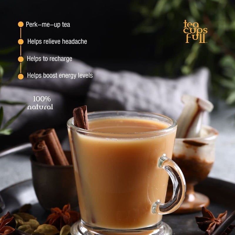 Teacupsfull أكياس شاي أسود ماسالا تشاي الخاصة من تيكوبسفول - 16 كيس شاي | شاي هندي قوي كاداك معزز بالزنجبيل، الهيل، القرفة والنجمة اليانسون | أكياس شاي هرمية - Image 3