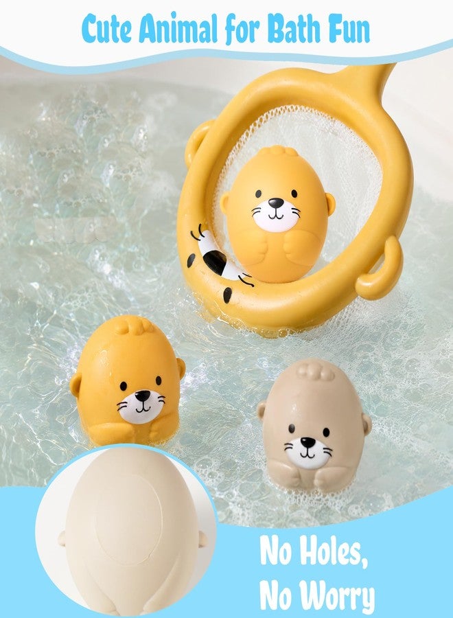 DUOROUBAO Otter Bath Toy for Toddlers 1-3, 12pcs No-Hole Bath Toys for Kids Interactive Basketball Hoop, Squeeze Animal Balls, Floating Boats, Fishing Net and Storage Bag Bathtub Pool Water Toys for Boys Girls - Image 4