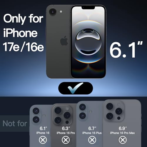JETech Matte Case for iPhone 17e 2026 iPhone 16e Shockproof Military Grade Drop Protection Frosted Translucent Back Phone Cover AntiFingerprint 61Inch Display Black - Image 3