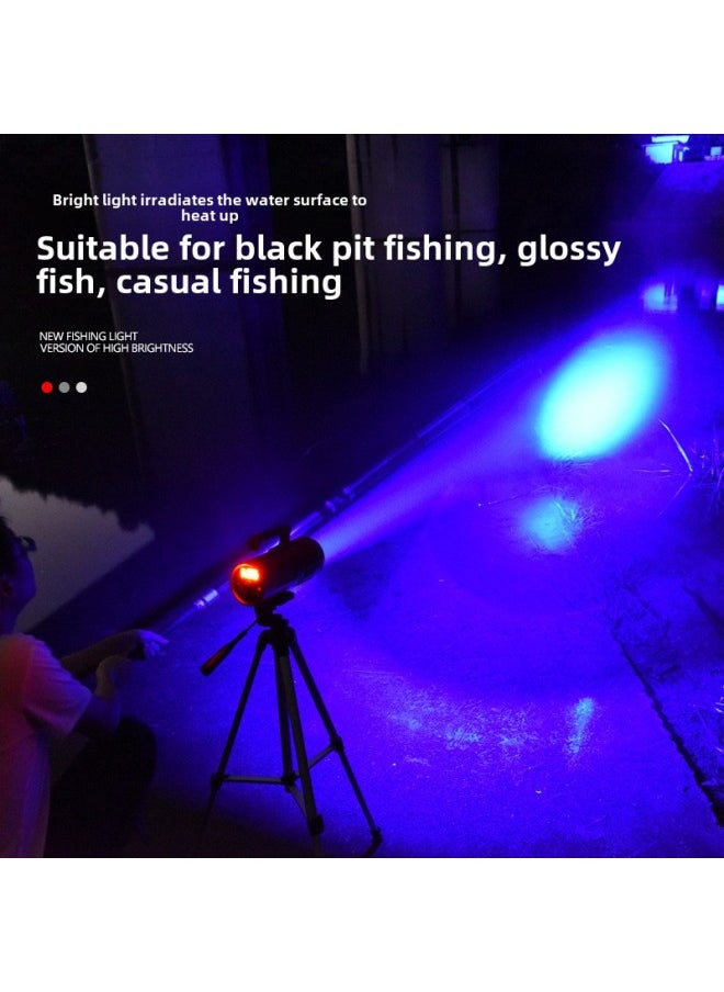 Generic H80S Vertex High Power Night Fishing Light 4 Light Source Constant Current Focusing Fishing Light Outdoor Blue Light 80W Purple Light-Color:1.8m Large Bracket (increased And Thickened)  - Image 2