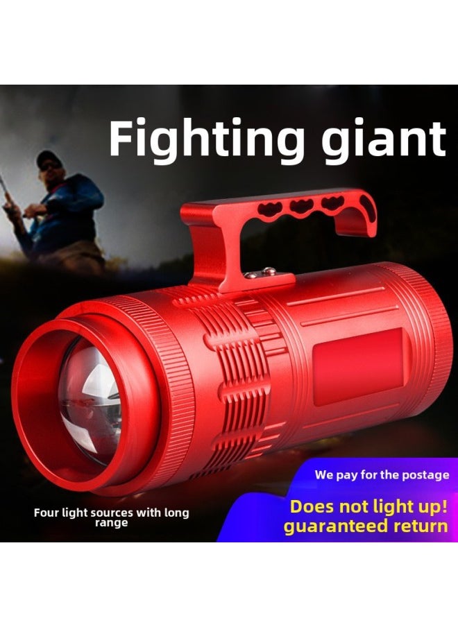 Generic H80S Vertex High Power Night Fishing Light 4 Light Source Constant Current Focusing Fishing Light Outdoor Blue Light 80W Purple Light-Color:1.8m Large Bracket (increased And Thickened)  - Image 1