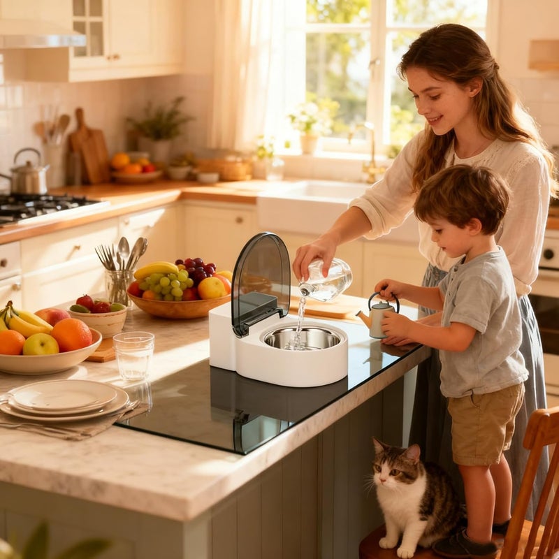 Cat Water Bowl,Toilet Shaped Funny Non Spill Dish,Automatic Flow Small Cat Food Bowl - for Pets Kitten Dogs Dish Food Feeding Home Bathroom Living Room Kitchen Corner - Image 2