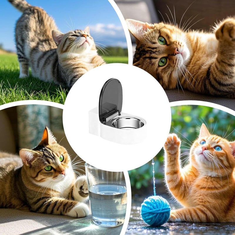 Cat Water Bowl,Toilet Shaped Funny Non Spill Dish,Automatic Flow Small Cat Food Bowl - for Pets Kitten Dogs Dish Food Feeding Home Bathroom Living Room Kitchen Corner - Image 4