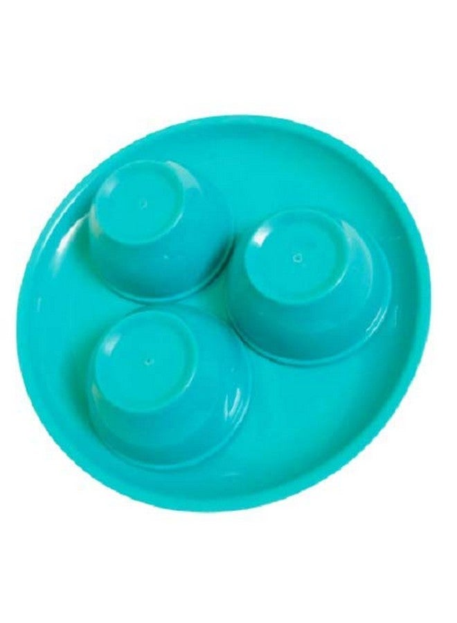 Everbuy Plastic Unbreakable Round Microwave Safe Full Dinner Plates (Sea Green), Plate & Bowl Set of 4 - Image 2