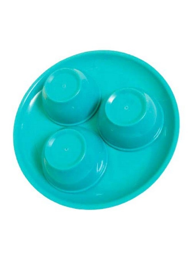 Everbuy Plastic Unbreakable Round Microwave Safe Full Dinner Plates (Sea Green), Plate & Bowl Set of 4 - Image 4