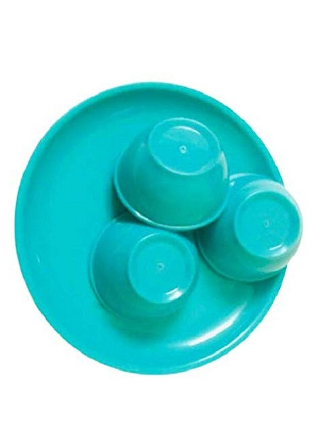 Everbuy Plastic Unbreakable Round Microwave Safe Full Dinner Plates (Sea Green), Plate & Bowl Set of 4 - Image 3
