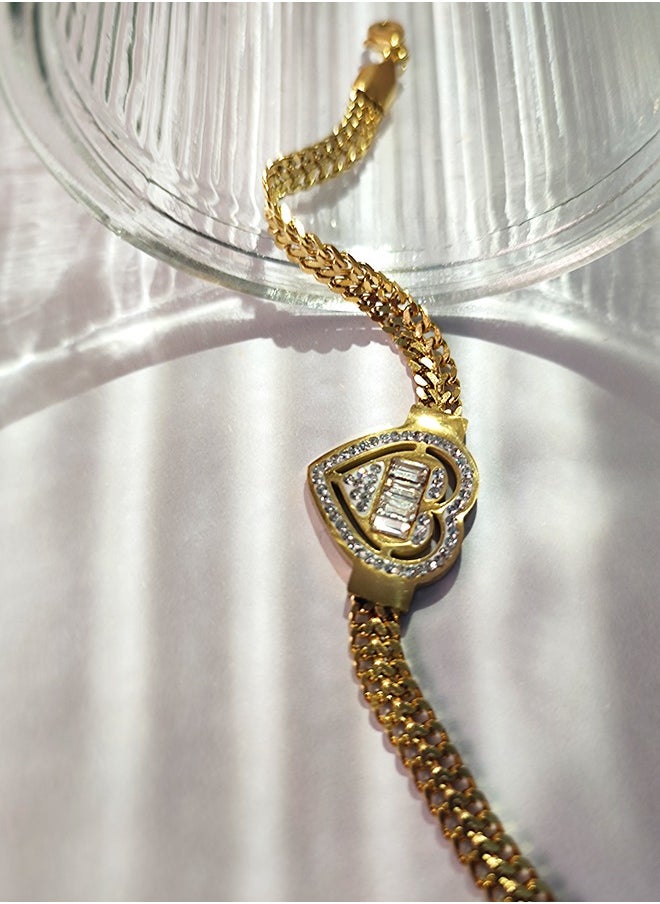 Generic - 1PC Love heart with diamonds personalized gold bracelet, classic versatile senior sense of birthday wedding jewelry gift - Image 1