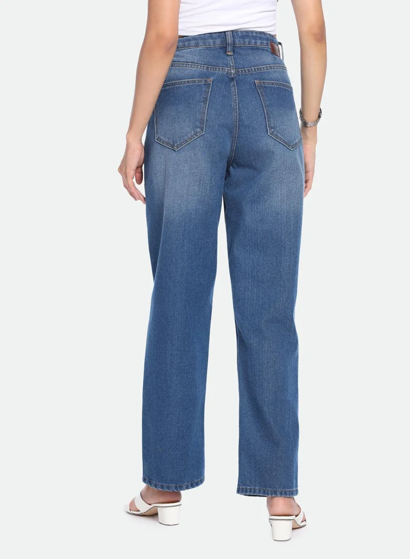 Dennis Lingo  Women'S Indigo Denim Solid Pattern Full Length Relaxed Jeans for Women | Best Price UAE