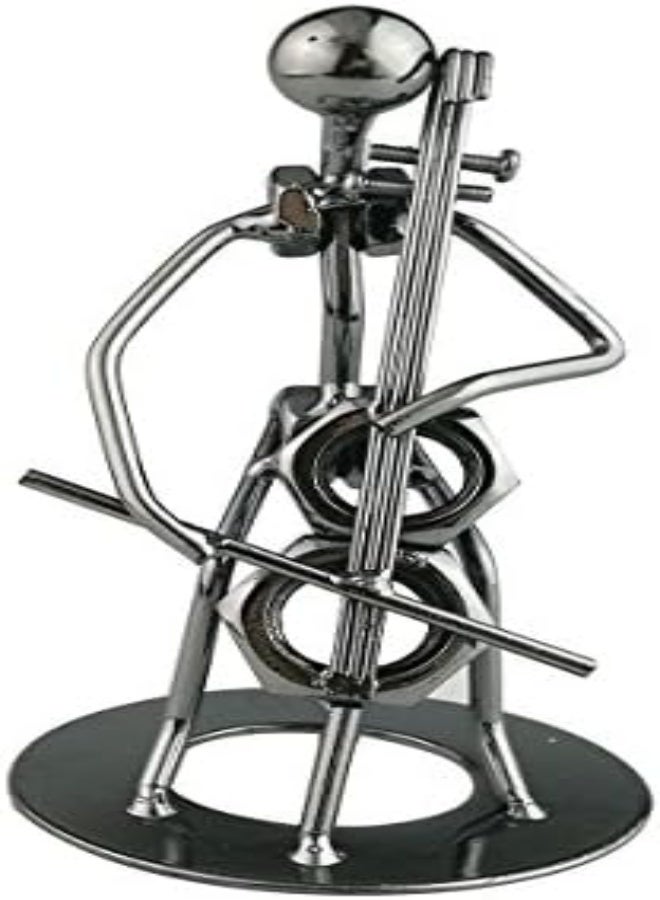 AKDC Creative Iron Art Metal Nuts Steel Music Man Figure Performer Ornament Artwork Home Office Decor (C43 Cello-) - Image 2