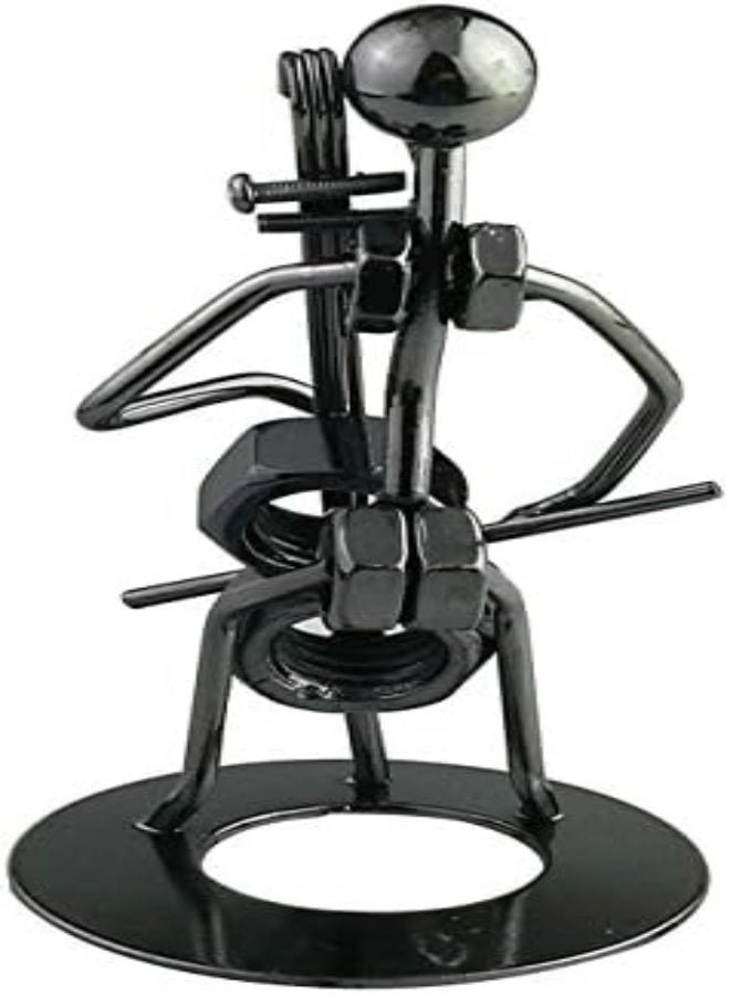 AKDC Creative Iron Art Metal Nuts Steel Music Man Figure Performer Ornament Artwork Home Office Decor (C43 Cello-) - Image 3