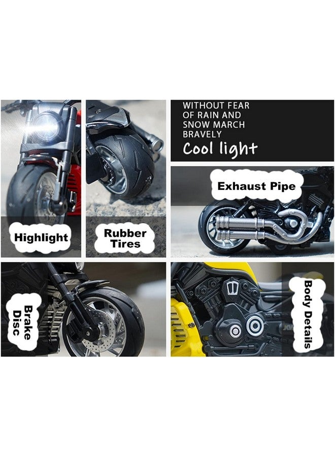 PLUSPOINT Diecast Motorcycle Toy Pull Back Bike Scale Model Racing Toy Alloy Simulation Superbike with Lights & Sound for Kids Play, Adults & Car Dashboard - Image 3