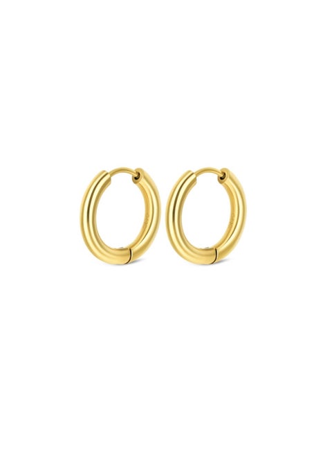 18K real gold plated stainless steel hoop earrings, fashionable, luxurious, and delicate hoop earrings, 3mm tube, small solid gold hoop earrings, jewelry gift for women and girls