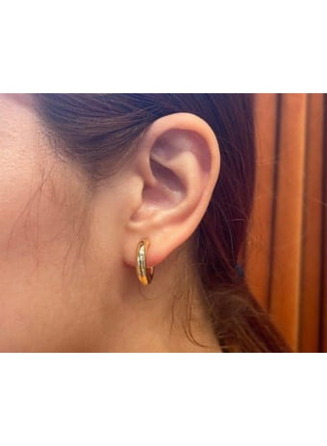 Luxuria 18K real gold plated stainless steel hoop earrings, fashionable, luxurious, and delicate hoop earrings, 3mm tube, small solid gold hoop earrings, jewelry gift for women and girls - Image 3