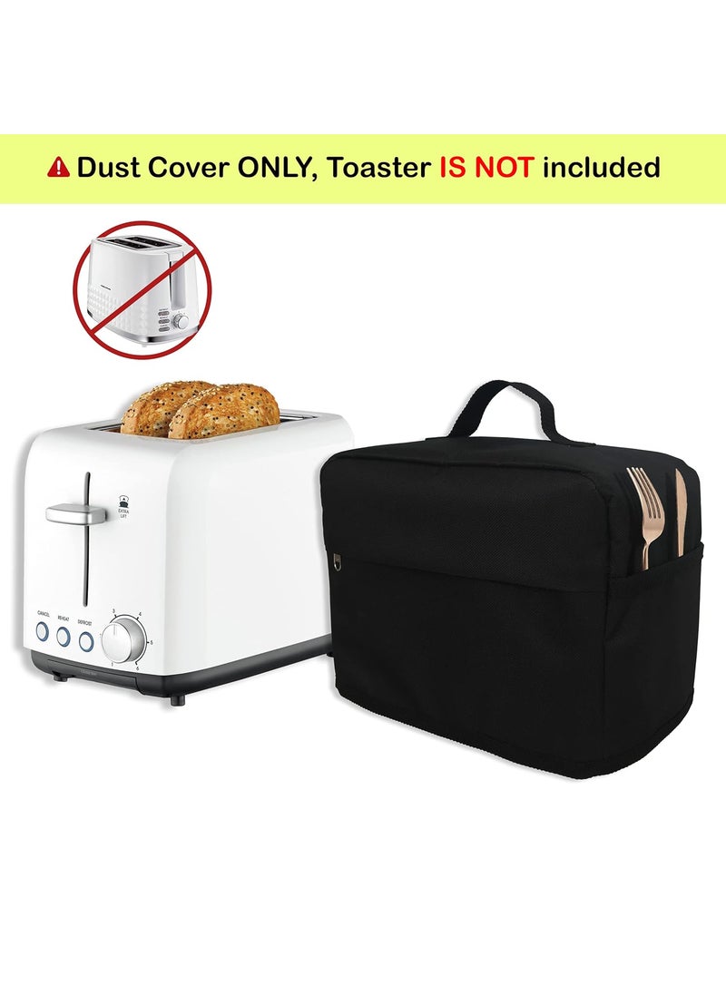 NABAAT NABAAT Nylon 2 Slice Toaster Cover With Pockets To Hold Jam Spreader Knife Toaster Tongs Dust And Fingerprint Protection Black  - Image 3