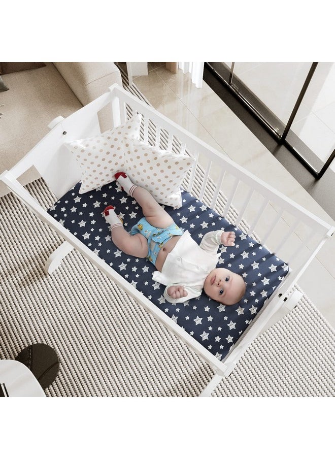 Moonsea Bassinet Sheets Set 4 Pack For Baby Boy, Universal Fit For Oval, Hourglass And Rectangular Mattress, Navy  - Image 2