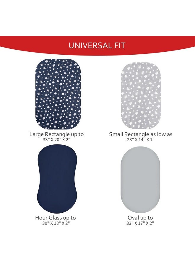 Moonsea Bassinet Sheets Set 4 Pack For Baby Boy, Universal Fit For Oval, Hourglass And Rectangular Mattress, Navy  - Image 4