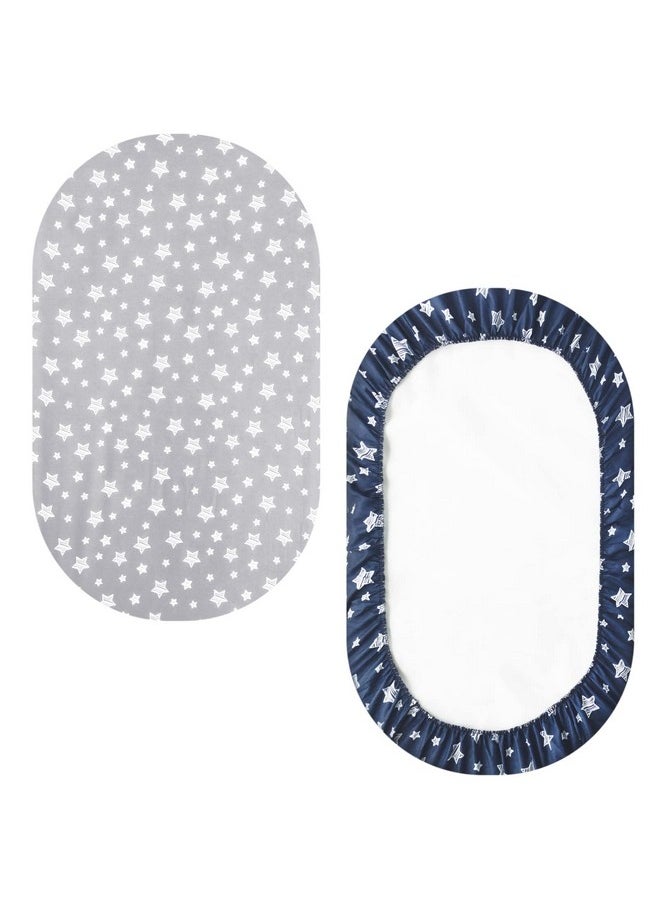 Moonsea Bassinet Sheets Set 4 Pack For Baby Boy, Universal Fit For Oval, Hourglass And Rectangular Mattress, Navy  - Image 5