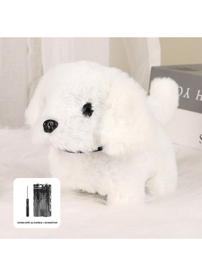 Children's Electric Simulation Small White Rabbit Will Call Girls Pet Doll Backpack Dog Gift Puzzle Plush Toy-Colors:White Dog-Specifications:Rechargeable Battery + Charger  - Image 1