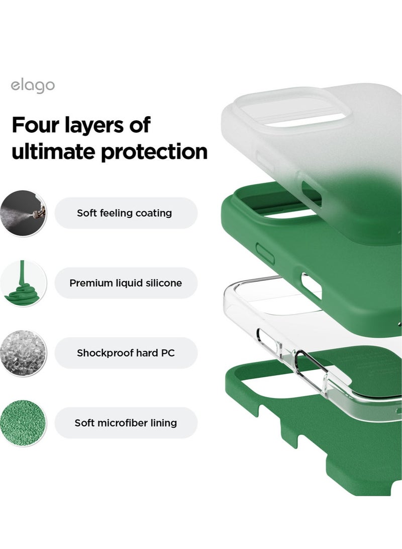 Elago Liquid Silicone for iPhone 16 PRO Case Cover Full Body Protection, Shockproof, Slim, Anti-Scratch Soft Microfiber Lining - Alpine Green - Image 4