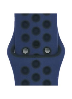 Suitable For Apple Two-color Silicone Nike Strap Nike Hole Apple Iwatch Breathable Sports Watch Strap-Color:12 Midnight Blue + Black-Specifications:38/40/41mm-L